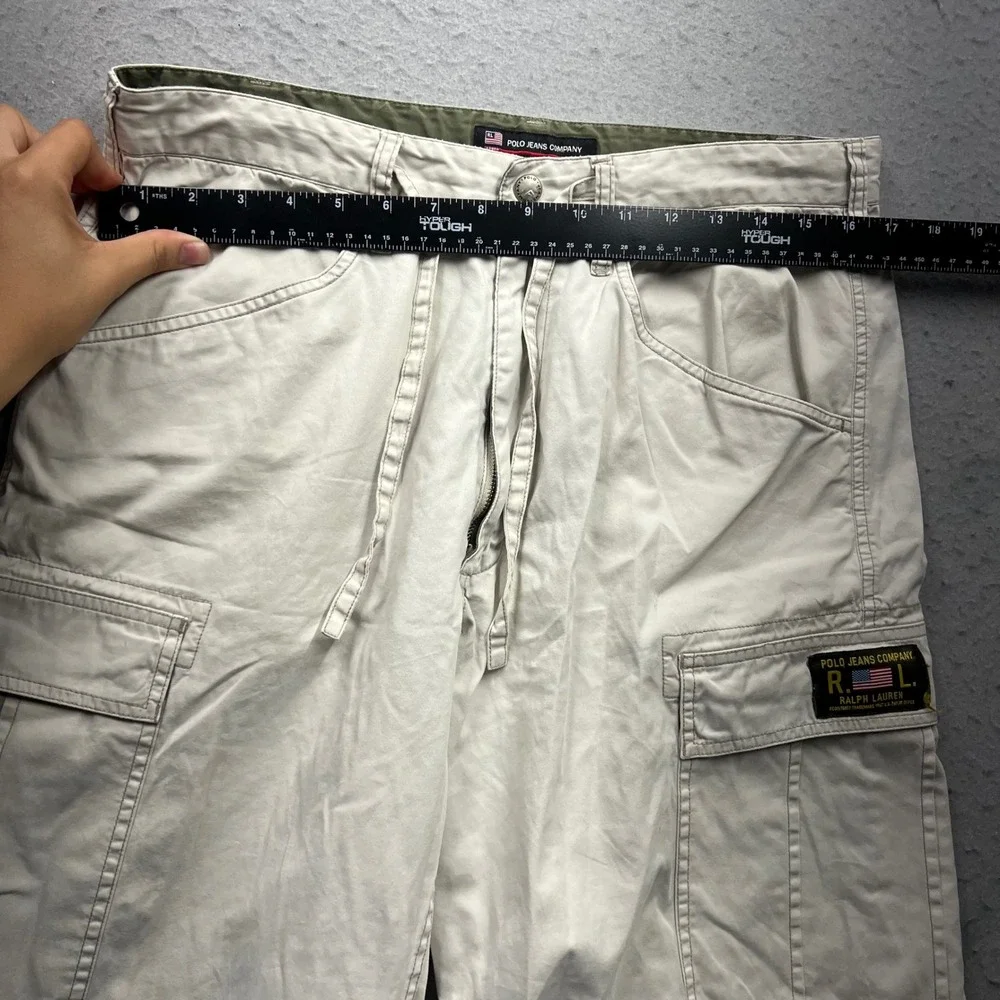 Polo Jeans Co Ralph Lauren Mens Cargo Shorts Khaki Beige Size 31 Utility RL